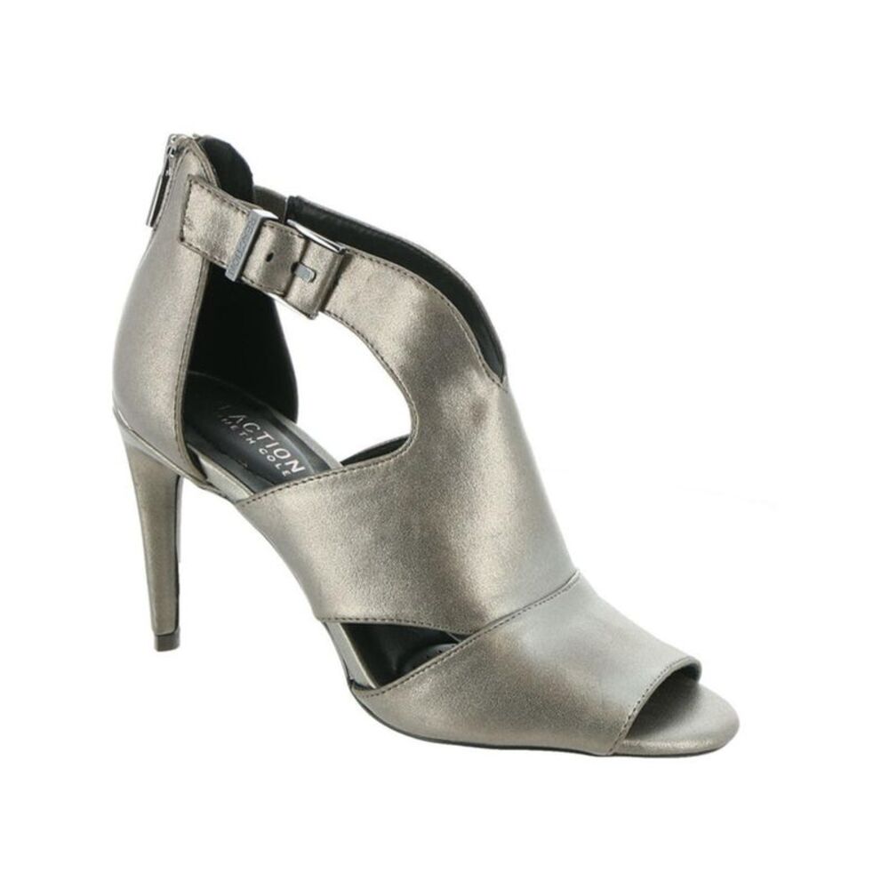 KENNETH COLE Womens Gray  At Sides Kick 85 Peep Toe Stiletto Sandals Shoes 6.5 M